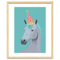Horse with Party Hat Portrait