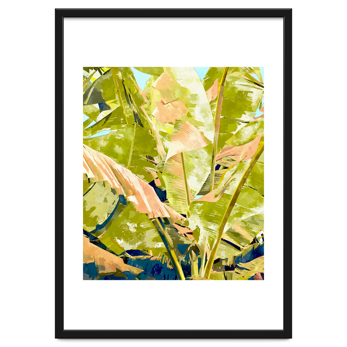 Blush Banana Tree, Tropical Banana Leaves Painting