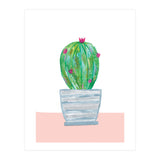 Painted Cactus In Blue Stripe Plant Pot (Print Only) thumbnail