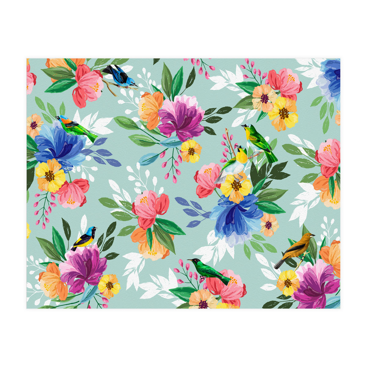 Flowers Birds (Print Only)