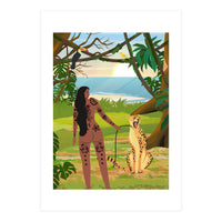 Boho Girl with Cheetah (Print Only)