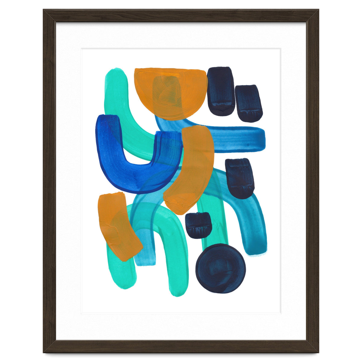 Fun Colorful Blue Turquoise Shape Yellow Accent