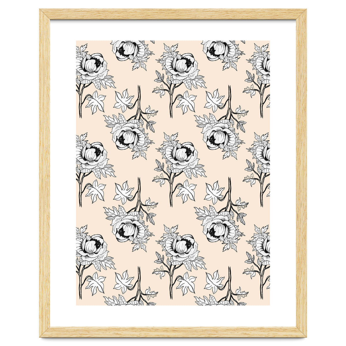 Drawing pattern of roses to pencil on beige