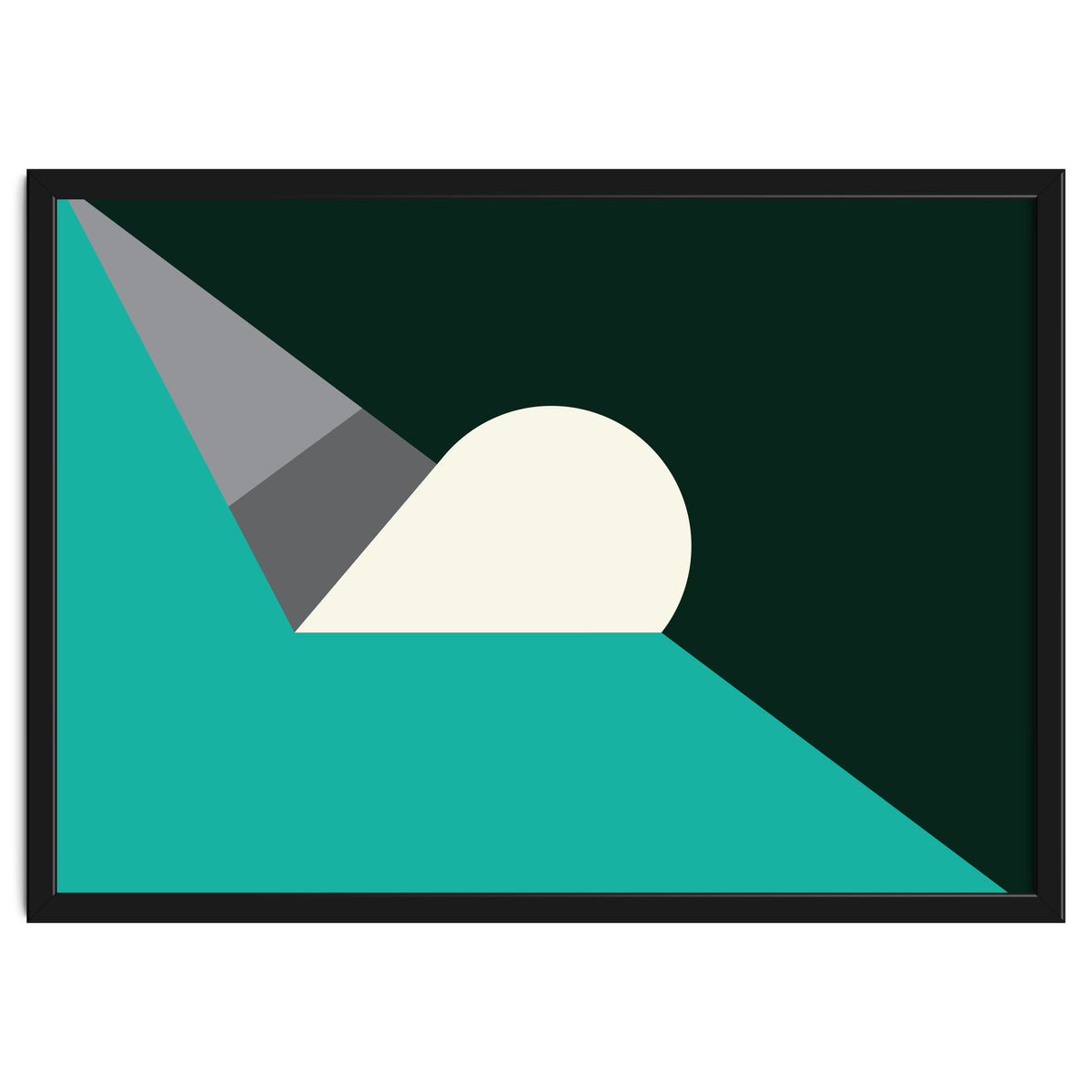 Geometric Shapes No. 56 - teal, grey & black
