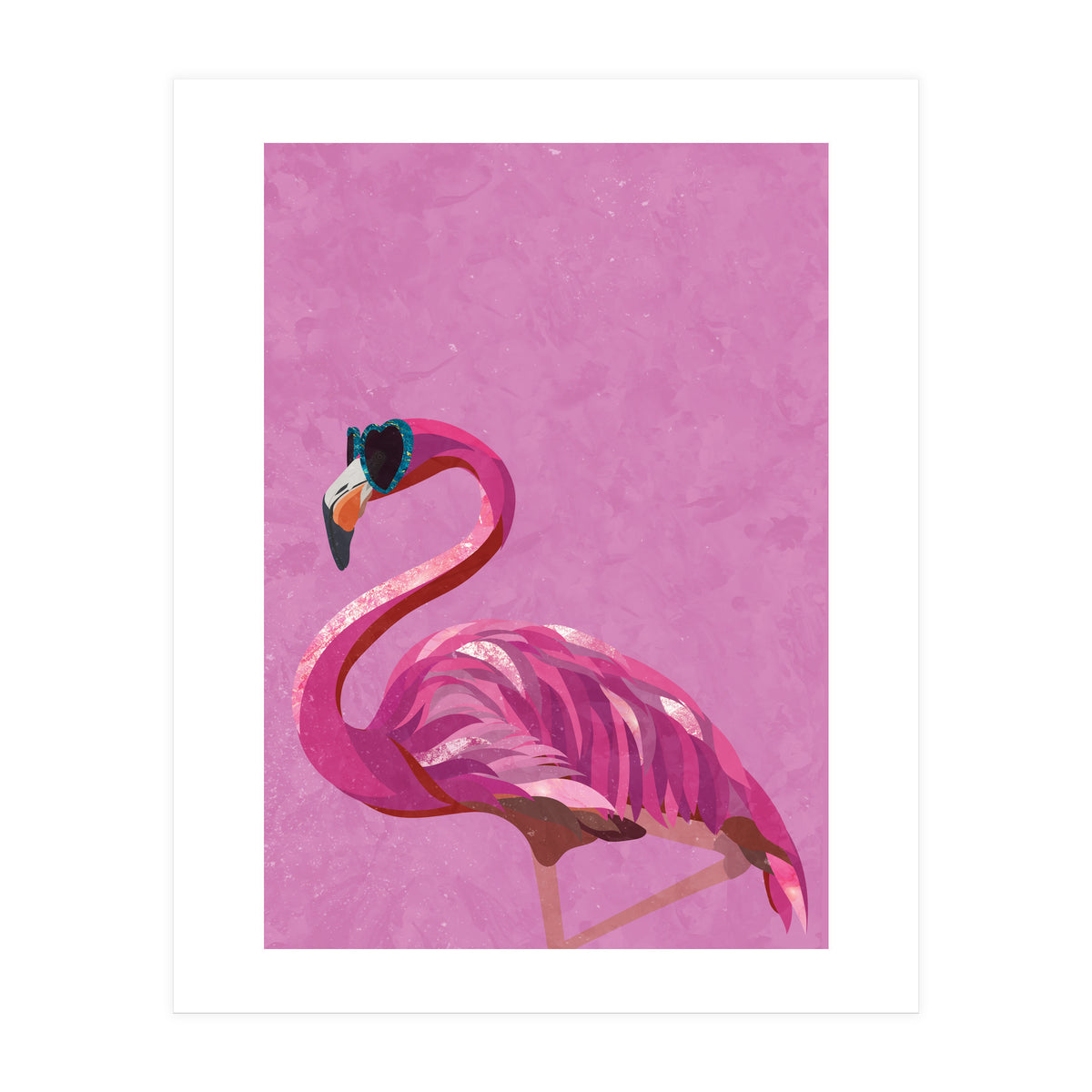 Pink Flamingo Wearing Glasses (Print Only)