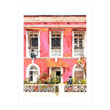 Monkey Business | Watercolor Tropical Goa Architecture Painting | Travel Pastel Pink Blush Building (Print Only) thumbnail