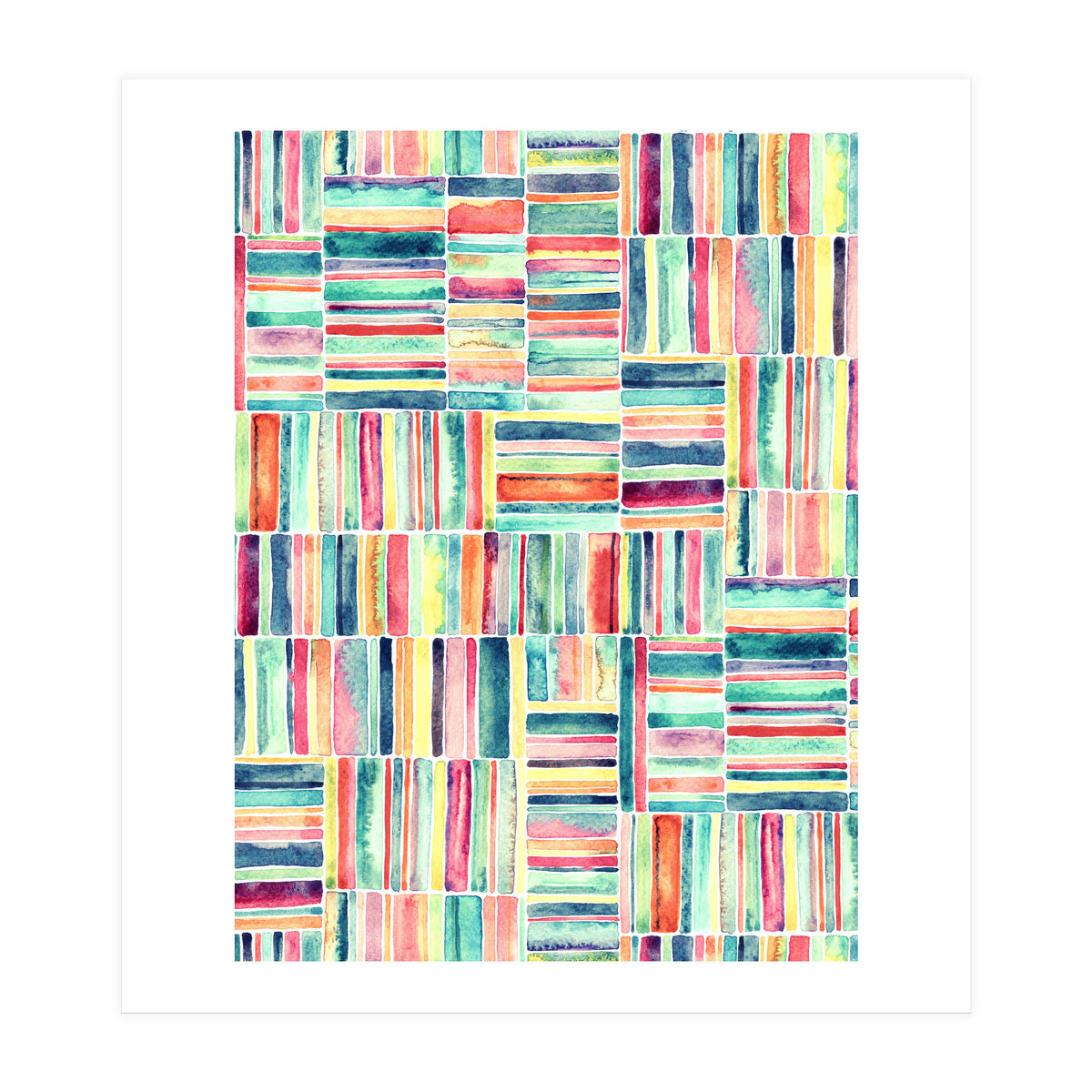 Retro Beach Chair Pastel Watercolor Stripes (Print Only)