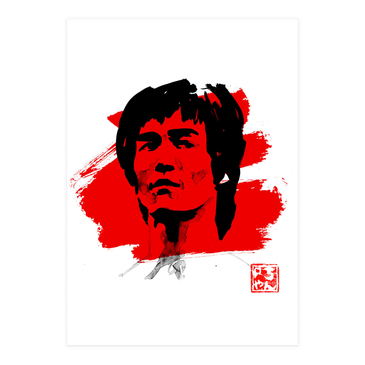 bruce lee in red (Print Only)