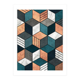 Copper, Marble and Concrete Cubes 2 with Blue (Print Only) thumbnail