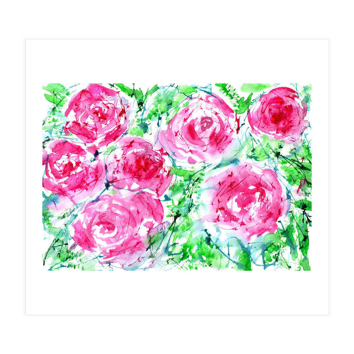 Blooming bouquet || watercolor roses (Print Only)