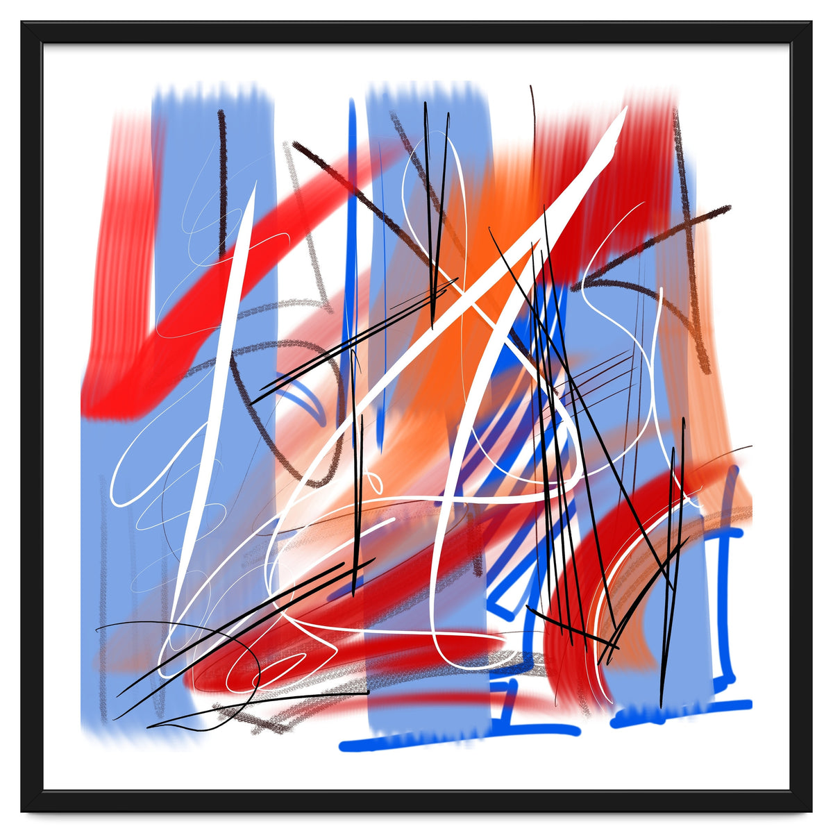 blue and red strokes