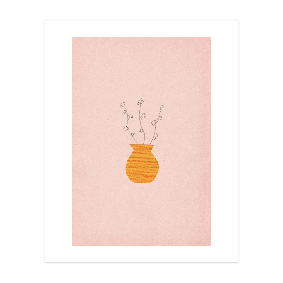 Pink and orange botanical art (Print Only)
