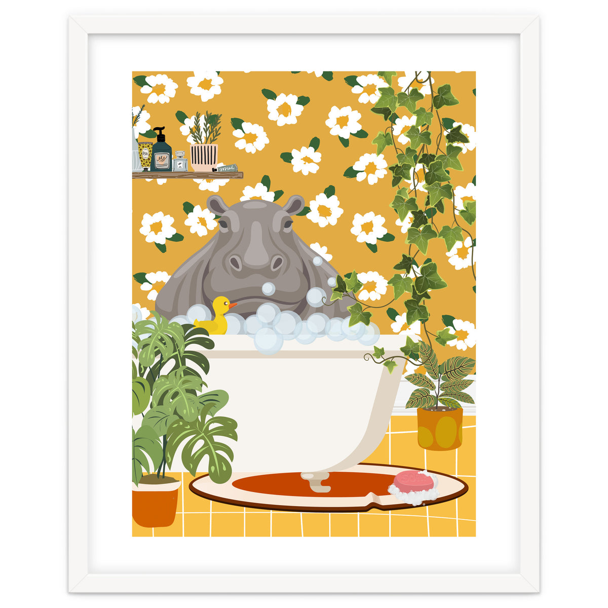 Hippo Taking a Bubble Bath