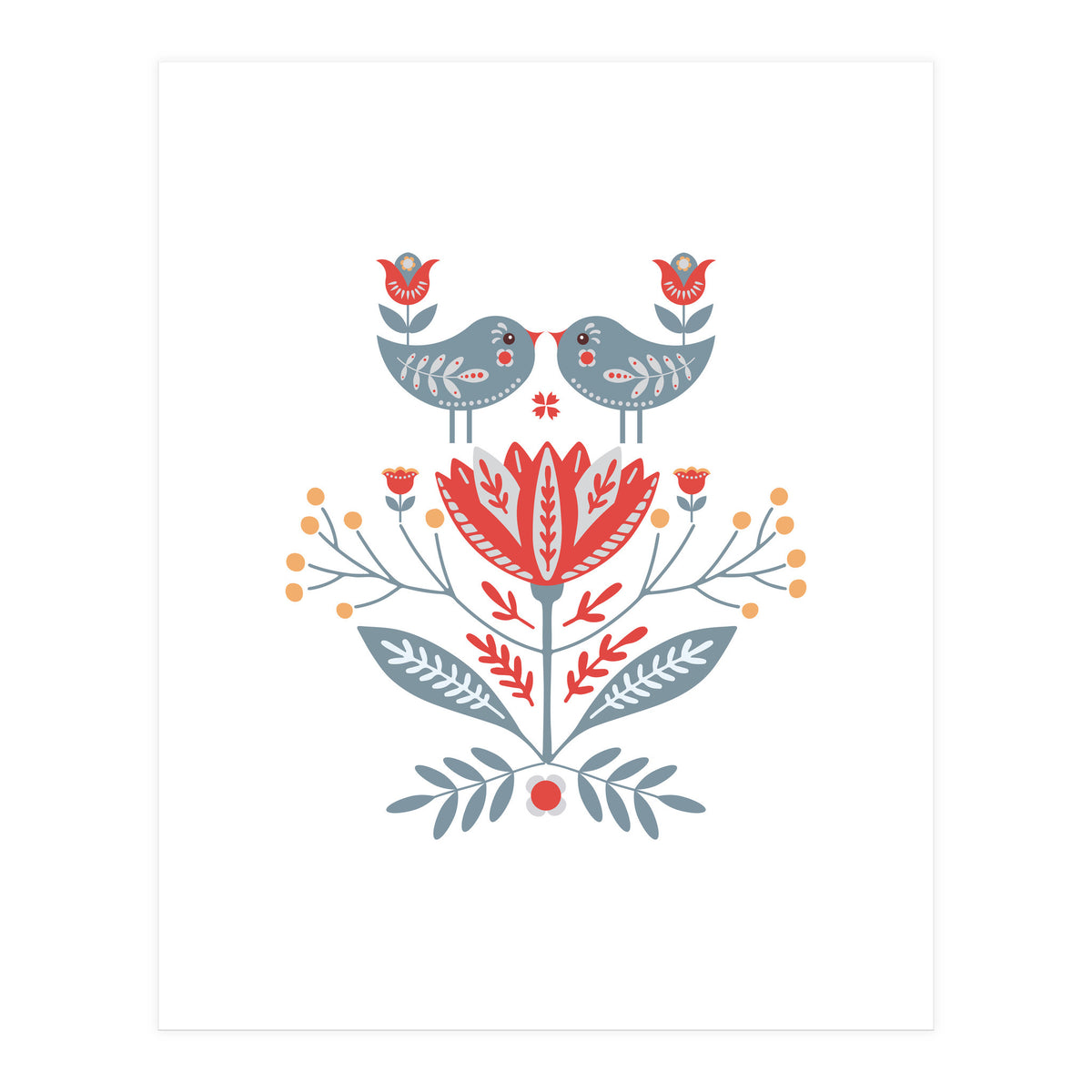 Scandinavian Folk Birds & Flowers (Print Only)