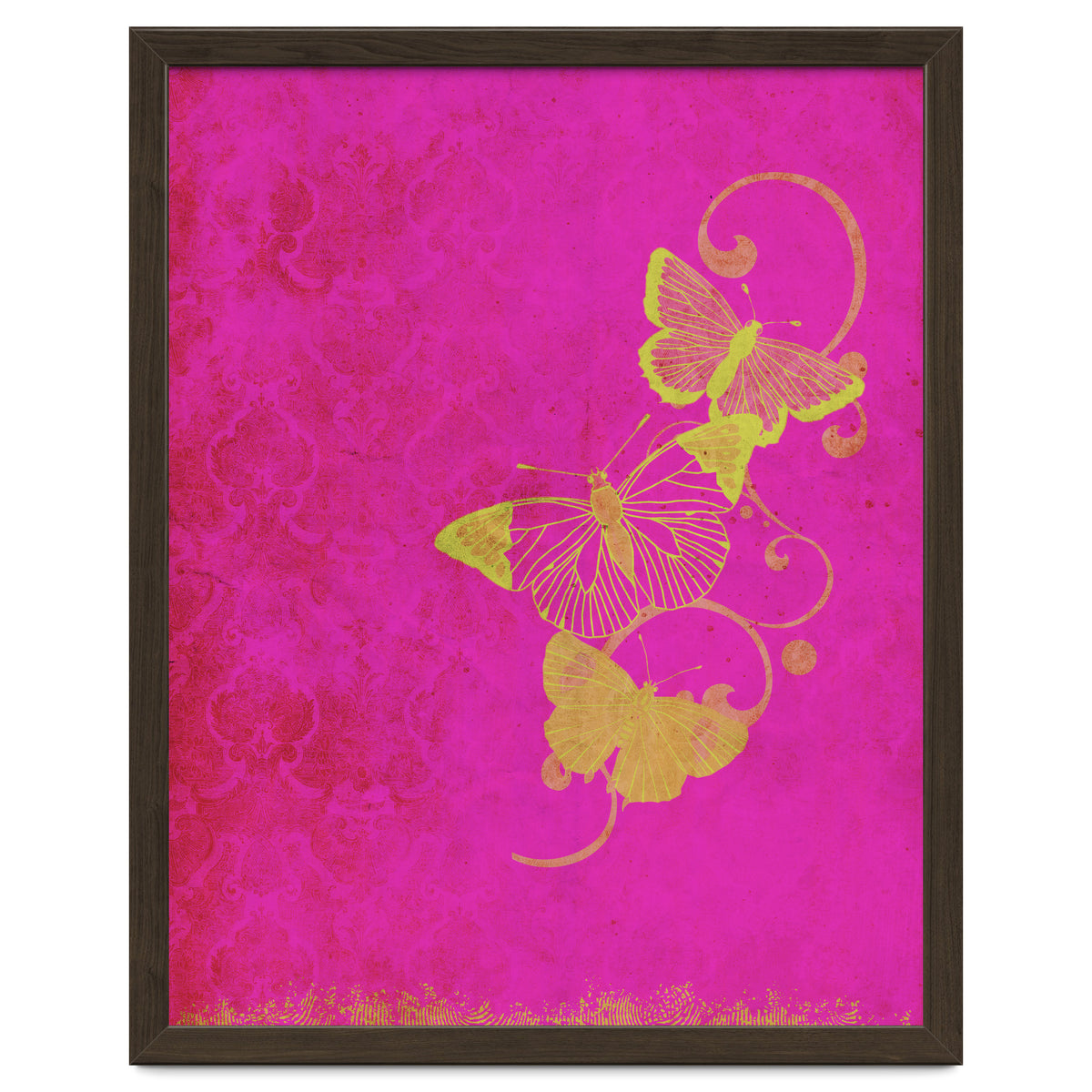 Yellow Butterflies on Pink