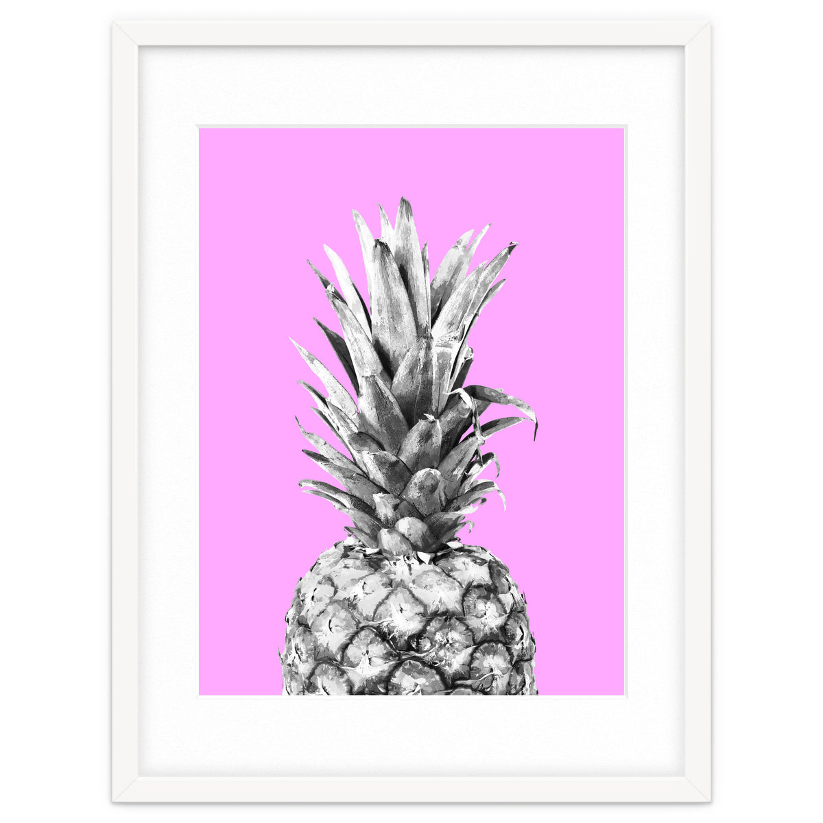 Black and White Pineapple Pink Background