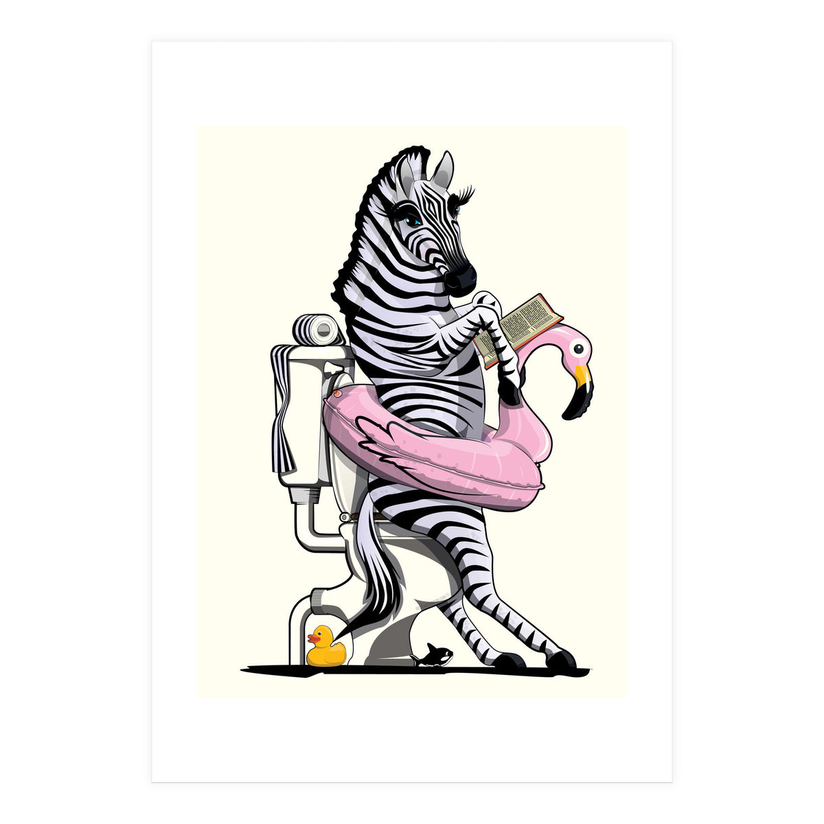 Zebra on the Toilet, Funny Bathroom Humour (Print Only)