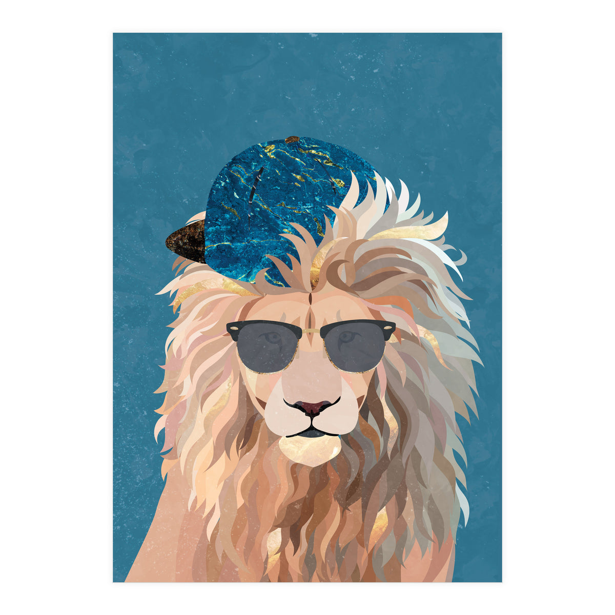 Skater Lion Portrait Blue (Print Only)
