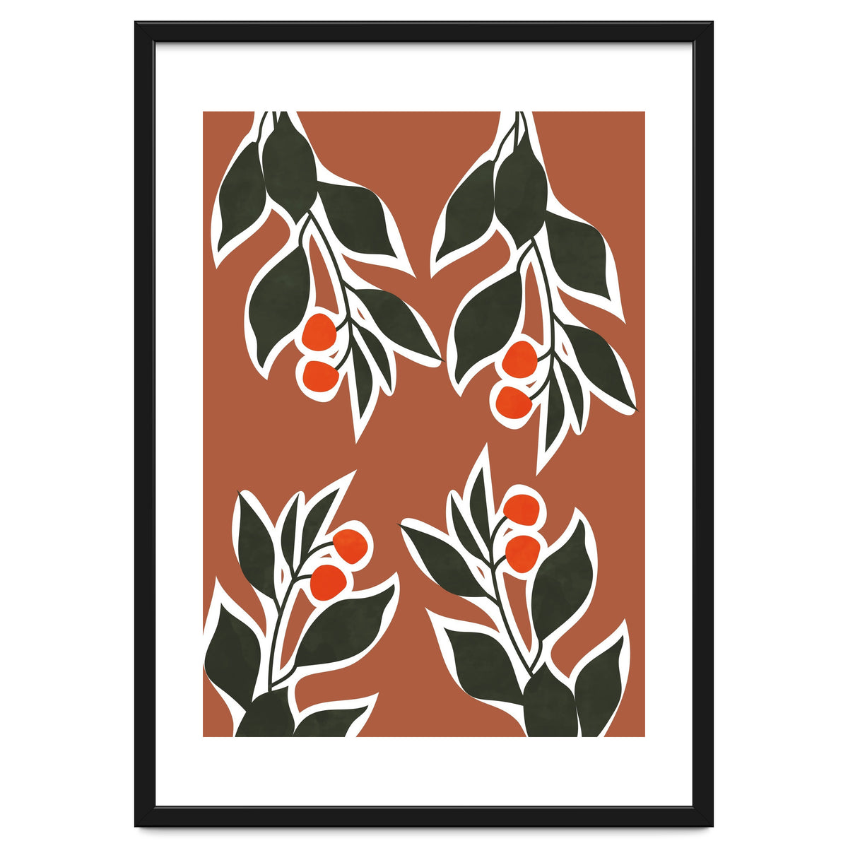 Red Cherry Leaf Boho Botanical II