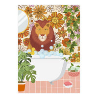 Lion Bathing on Groovy Bathroom (Print Only)