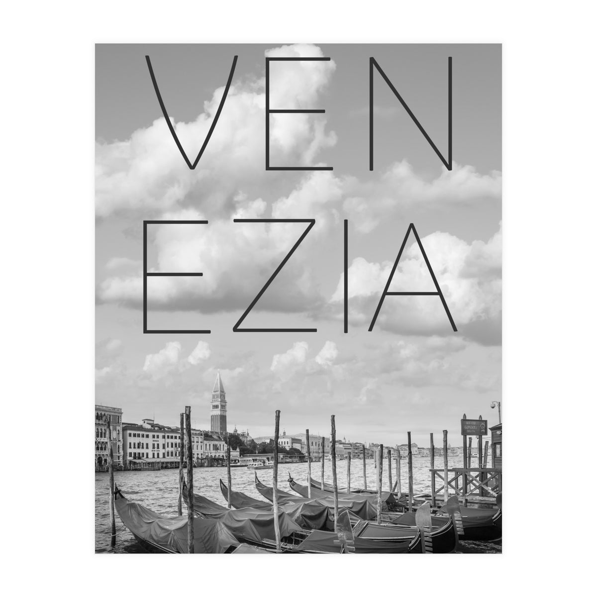 VENICE Grand Canal and St Mark's Campanile | Text & Skyline (Print Only)