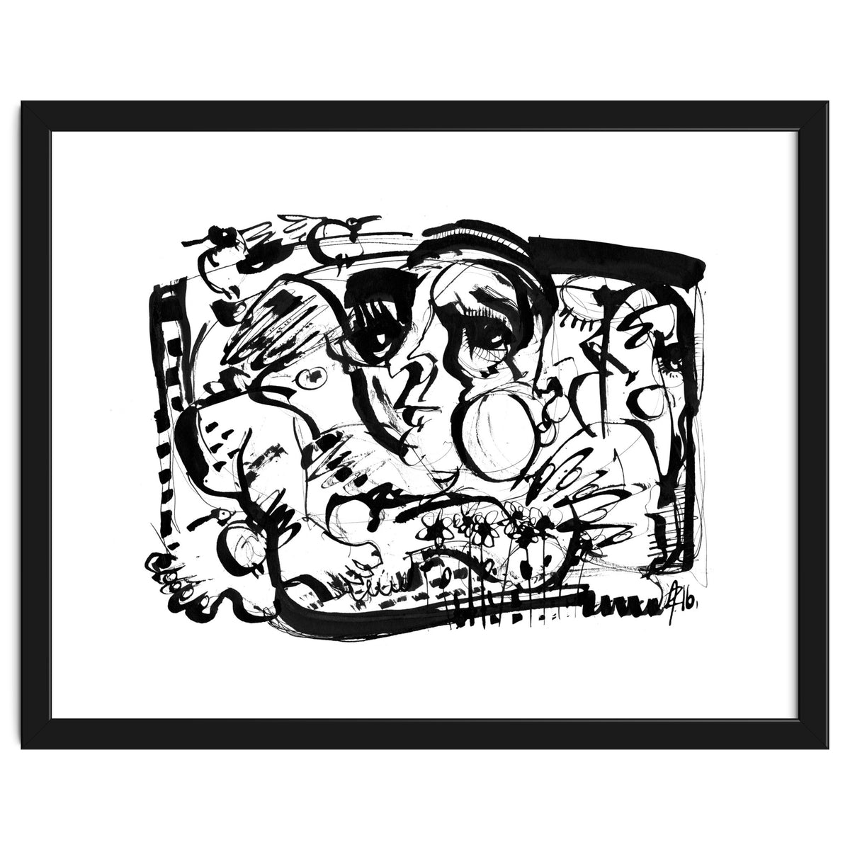 Birds and Flowers - b&w