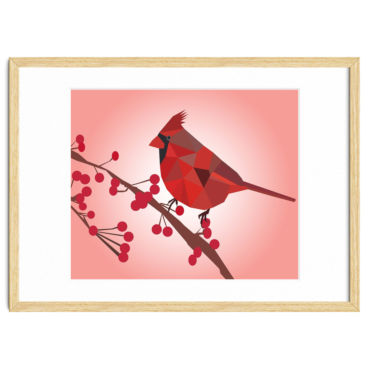 Northern Cardinal Bird Low Poly Art