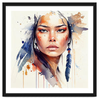 Watercolor Floral Indian Native Woman #12