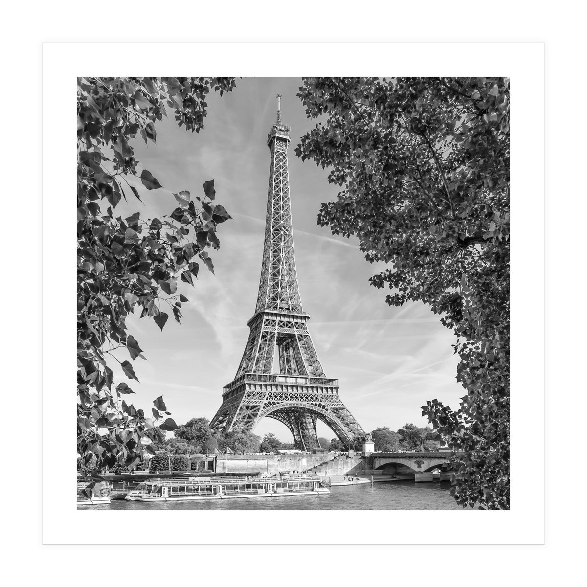 PARIS Eiffel Tower & River Seine | Monochrome (Print Only)