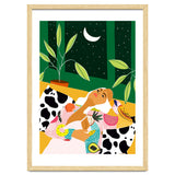 Eclectic Moon Lover | Modern Bohemian Quirky Woman Fashion | Color Pop Dreamer Illustration thumbnail