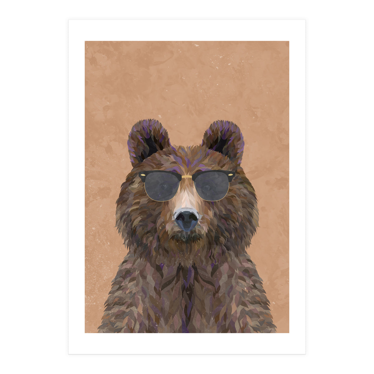 Cool Bear Wearing Sunglasses Portrait (Print Only)