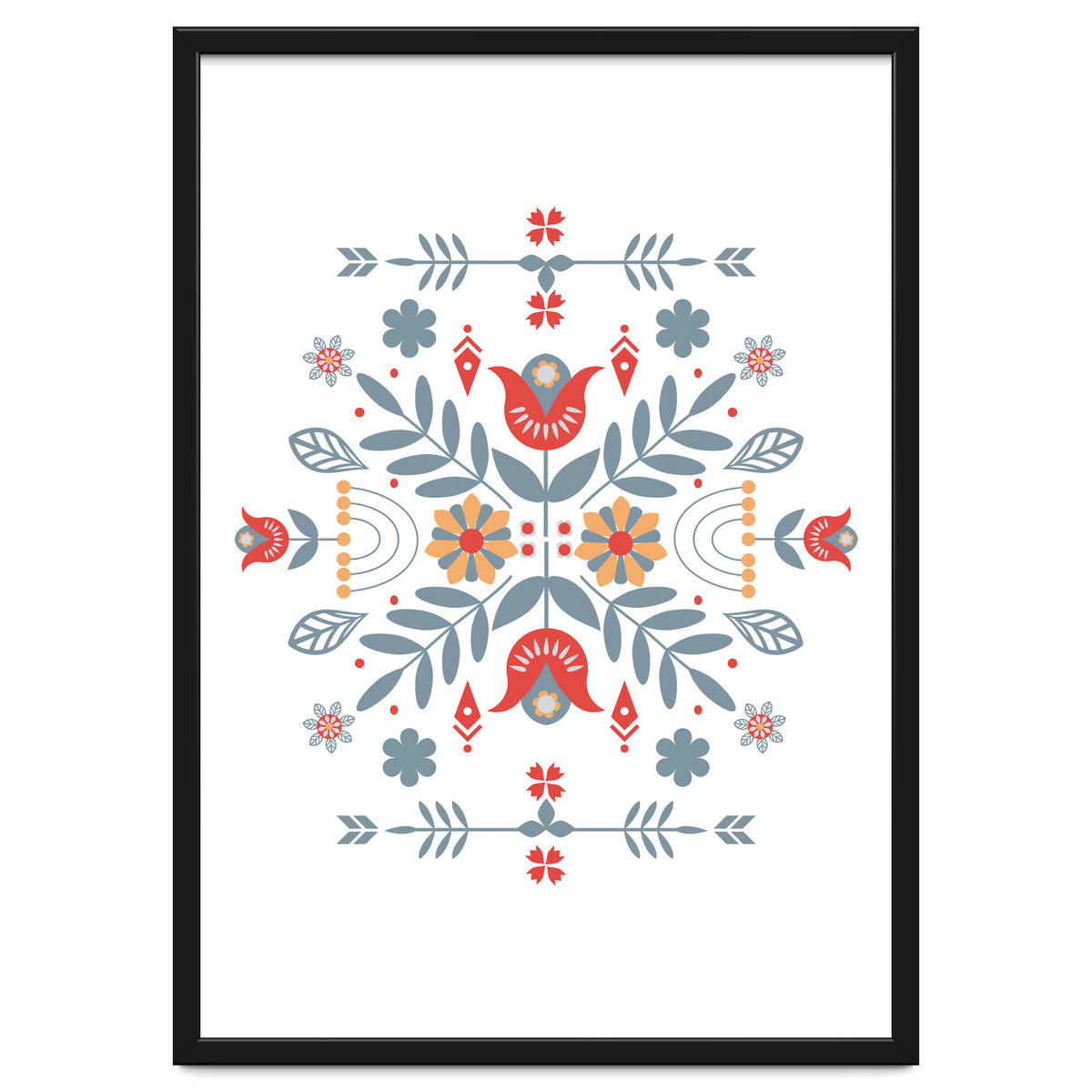 Scandinavian Folk Retro Flower Pattern
