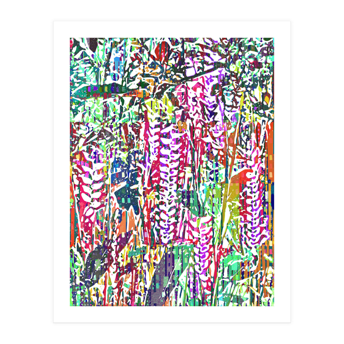 Jungle Mysteries, Colorful Bohemian Rustic Forest, Eclectic Nature Botanical Heliconia Tropical (Print Only)