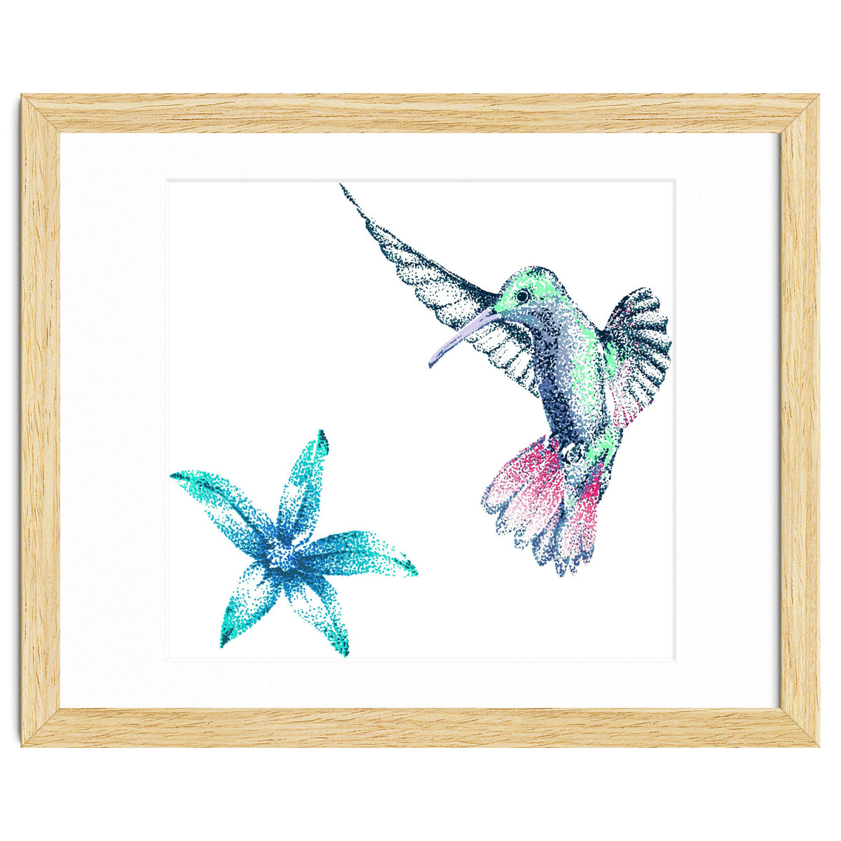 Green Hummingbird And Tropical Flower