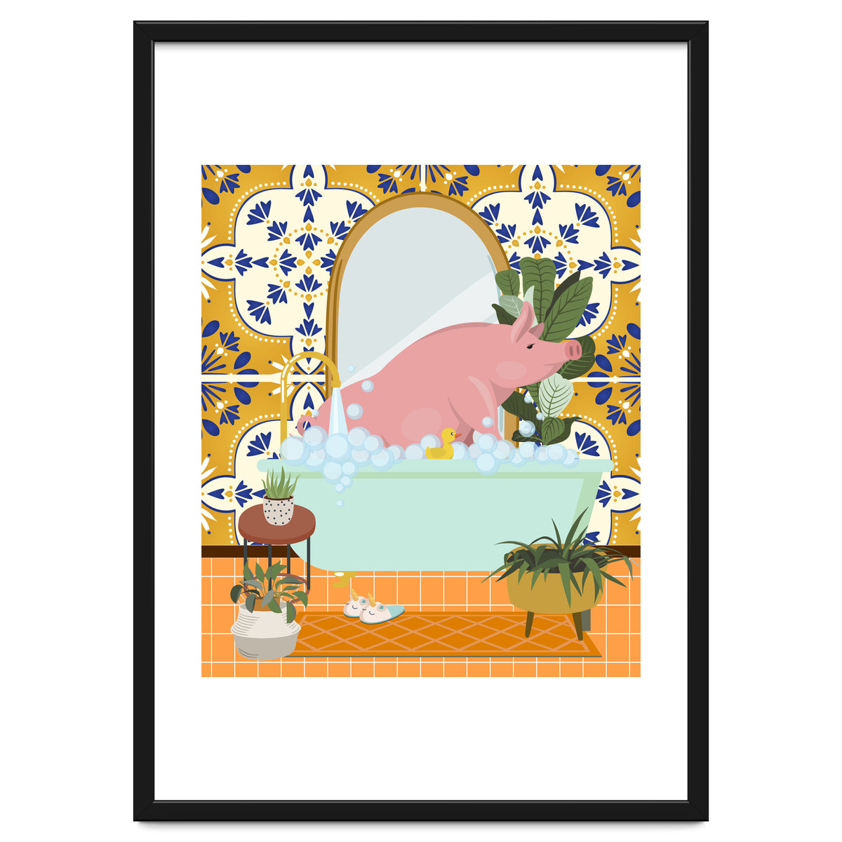 Piggie Bathing in Moroccan Style Bathroom