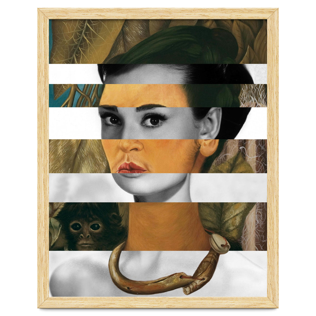 Frida Kahlo's Self Portrait with Monkey & Audrey Hepburn