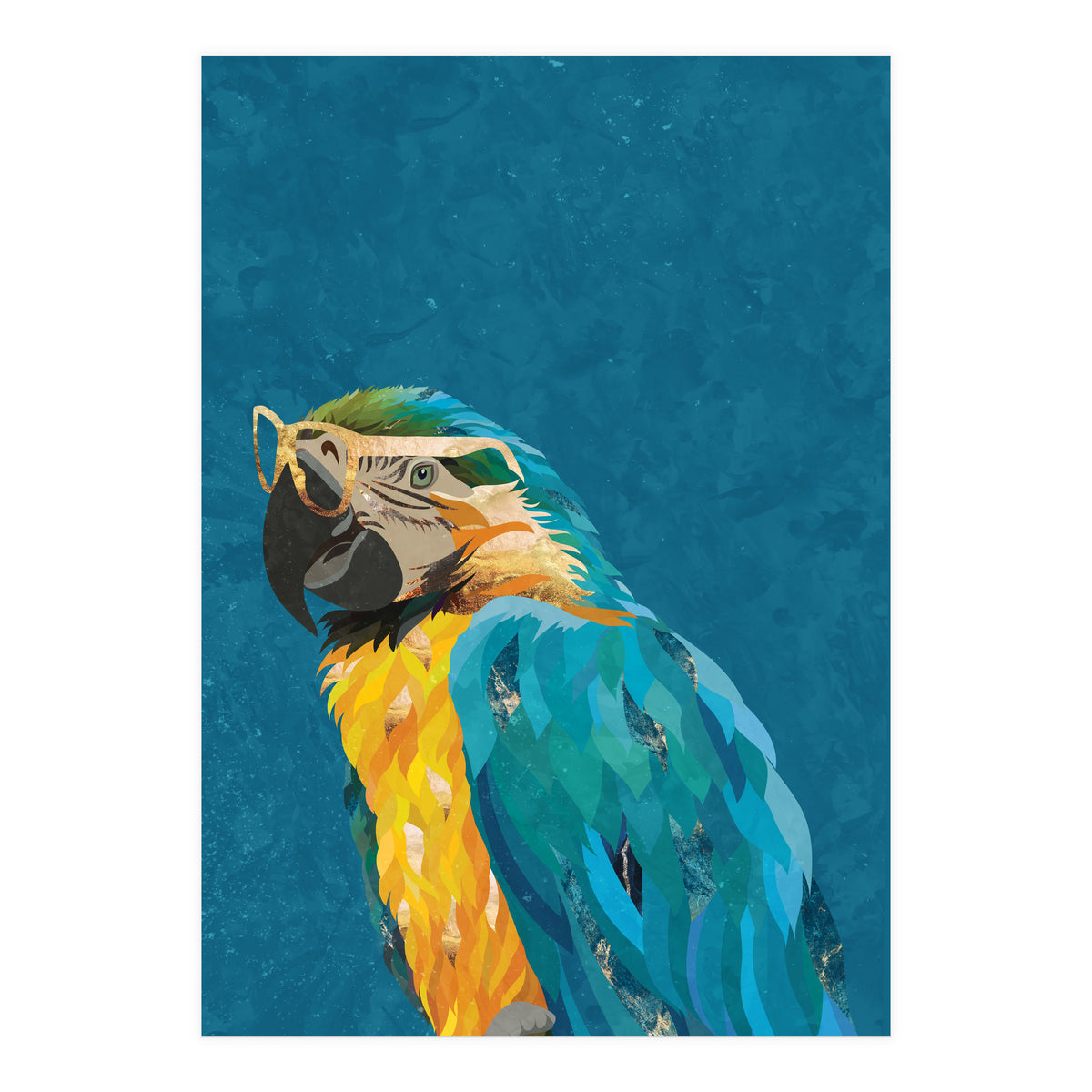 Macaw Portrait Blue Gold Glasses (Print Only)