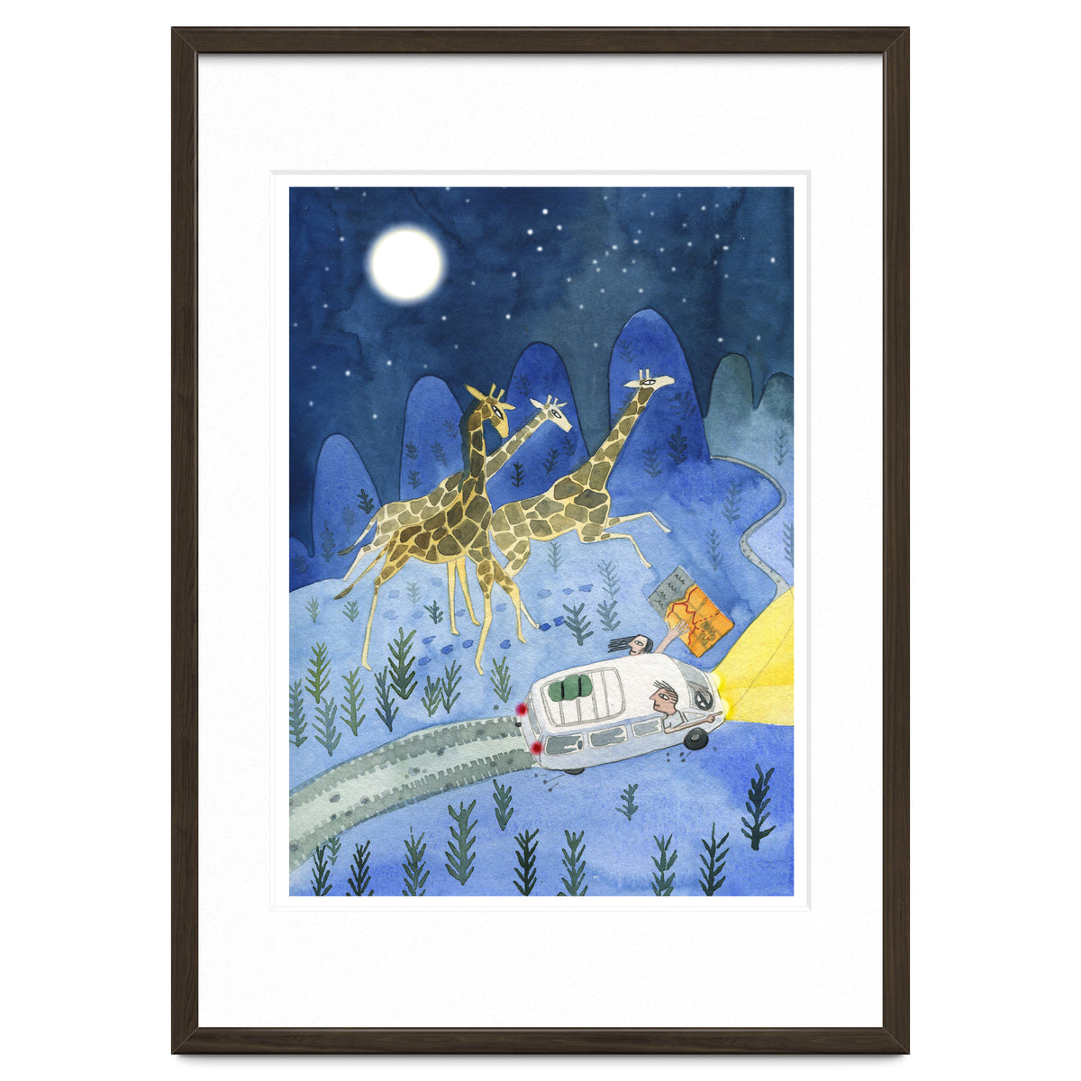 Giraffes In Moonlight