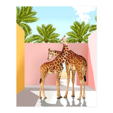 Giraffe Villa | Contemporary Modern Architecture Digital Graphic Art | Wildlife Animals Palm Exotic (Print Only) thumbnail