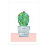 Painted Cactus In Blue Stripe Plant Pot (Print Only) thumbnail