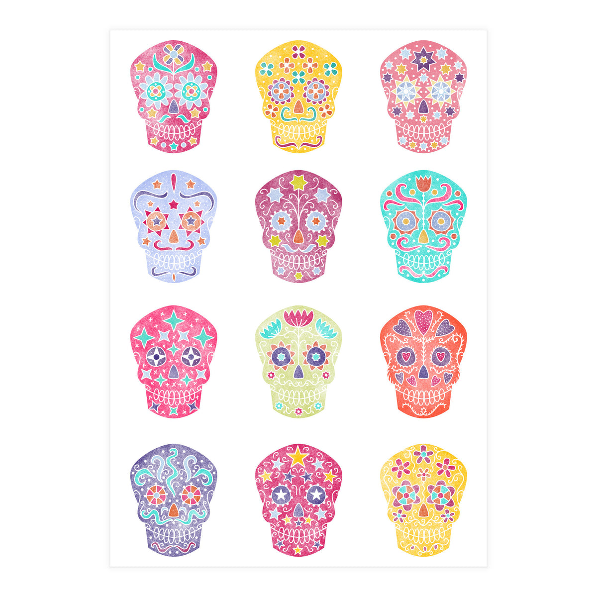 Watercolour Sugar Skulls (Print Only)