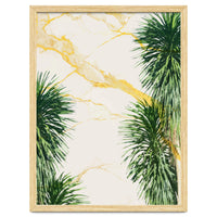 Gold marble texture with palm tree