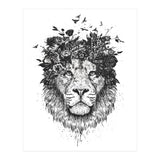 Floral Lion Bw (Print Only) thumbnail