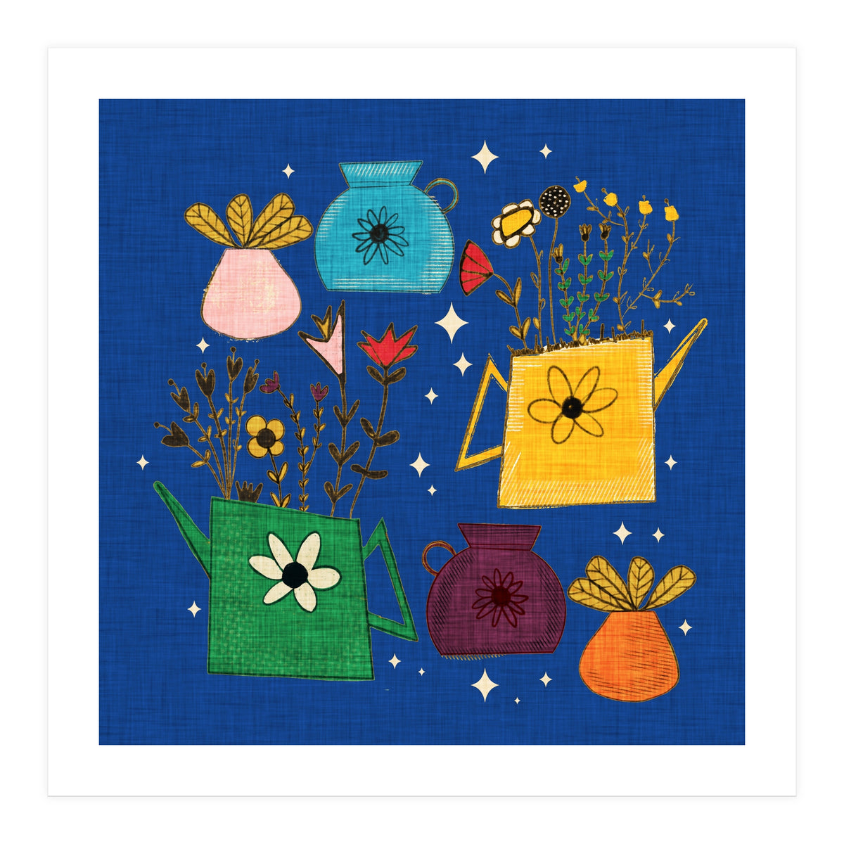 Gardening Dreams Night Blue  (Print Only)