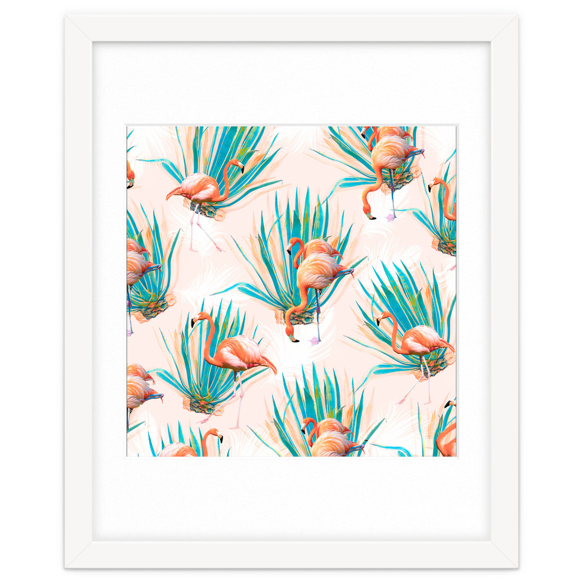 Anaglyph Flamingos with cactus