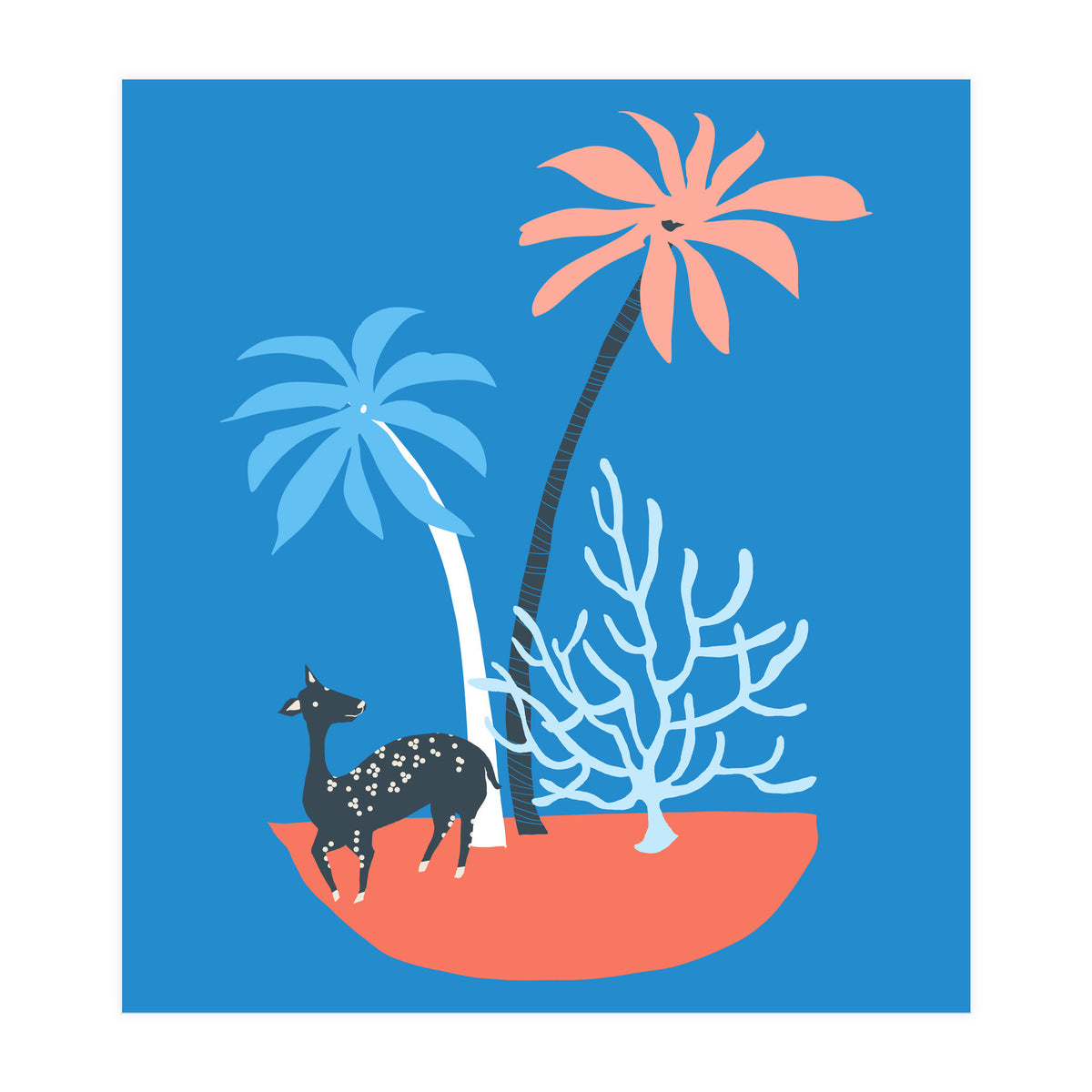 Island And Deer (Print Only)
