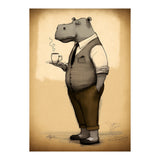 Hippo Hipster Fashion Sketch (Print Only) thumbnail