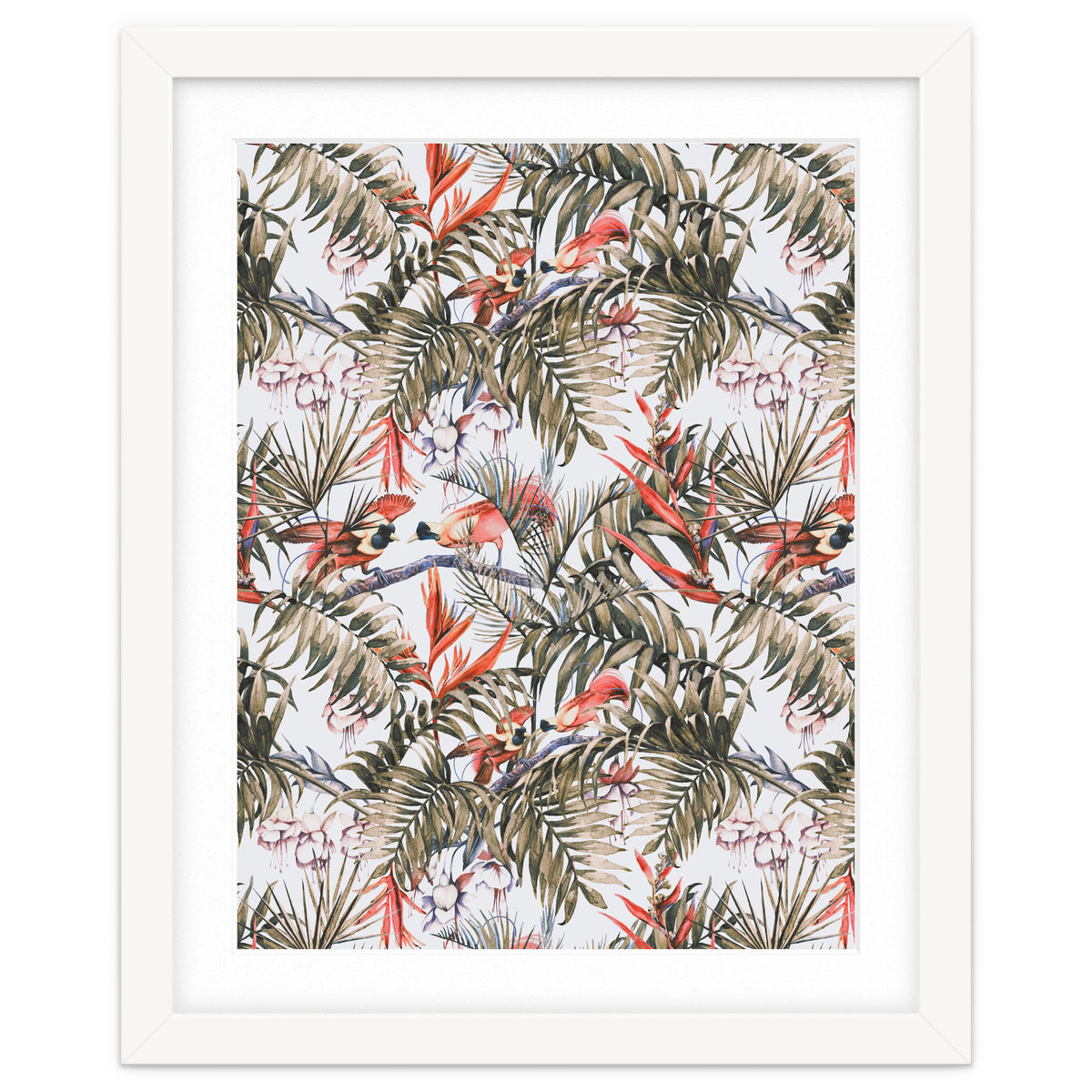 Exotic birds in the jungle paradise