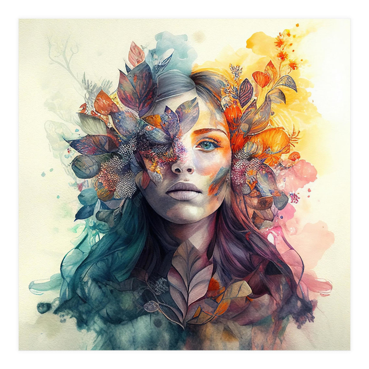 Watercolor Tropical Woman #3 (Print Only)