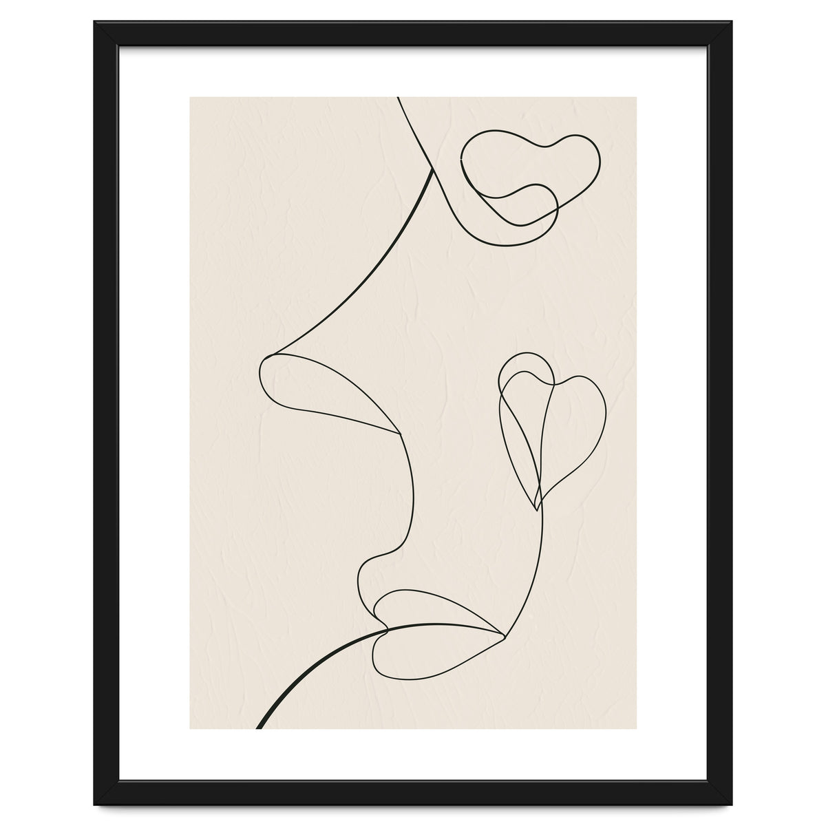 Continuous Line Art Face Drawing Floral Shapes